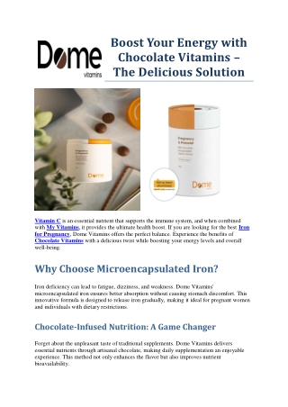 Iron for Pregnancy & Daily Vitality Enjoy the Benefits of Dome Vitamins