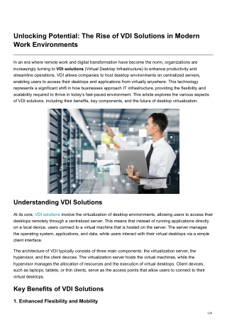 Unlocking Potential The Rise of VDI Solutions in Modern Work Environments