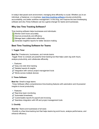 Best Time Tracking Software for Teams & Productivityt-paced work environment, managing time efficiently is crucial