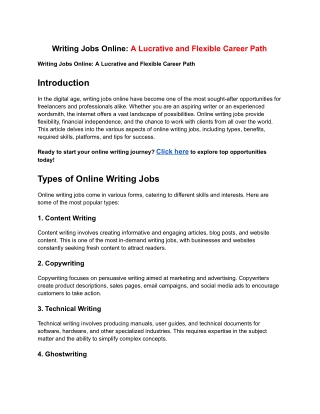 Writing Jobs Online A Lucrative and Flexible Career Path