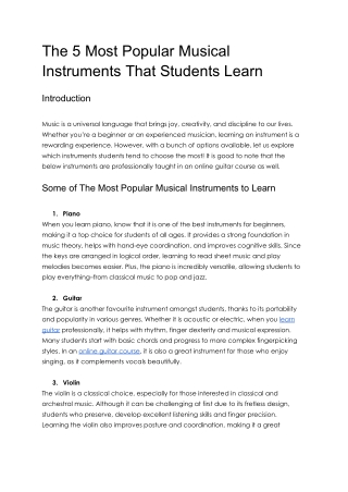 the 5 most popular musical instruments that