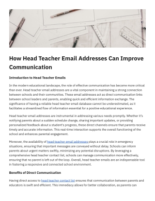 How Head Teacher Email Addresses Can Improve Communication