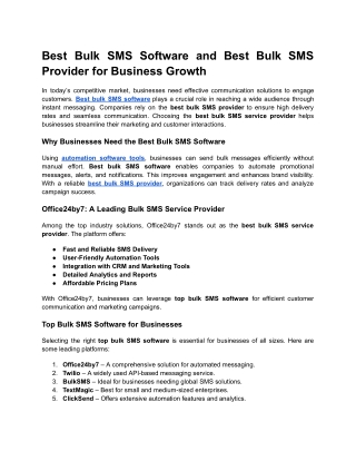 Best Bulk SMS Software and Best Bulk SMS Provider for Business Growth