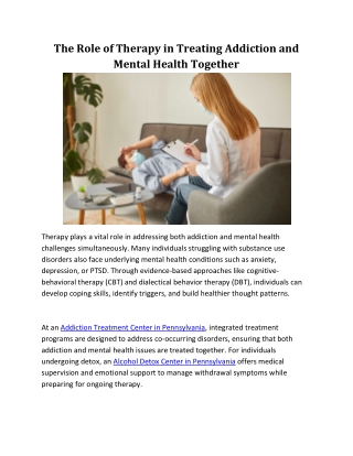 The Role of Therapy in Treating Addiction and Mental Health Together