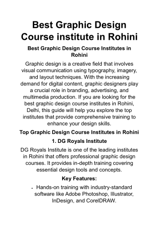 Graphic Design Course in Pitampura