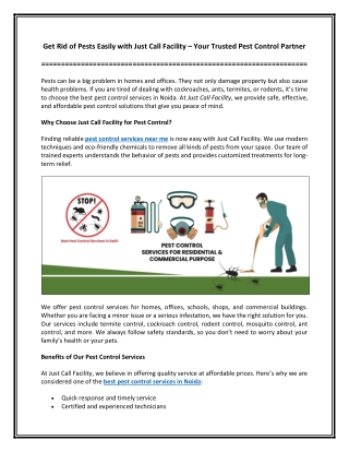 get rid of pests easily with just call facility