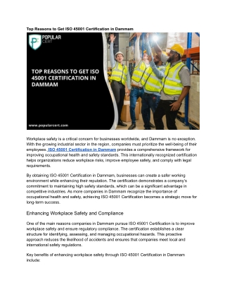 ISO 45001 Certification Dammam