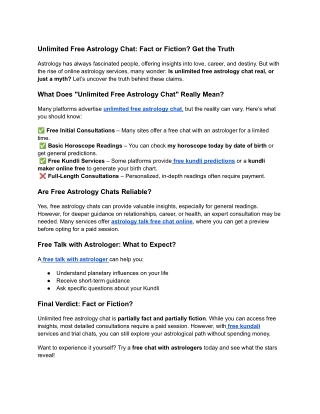 Unlimited Free Astrology Chat_ Fact or Fiction