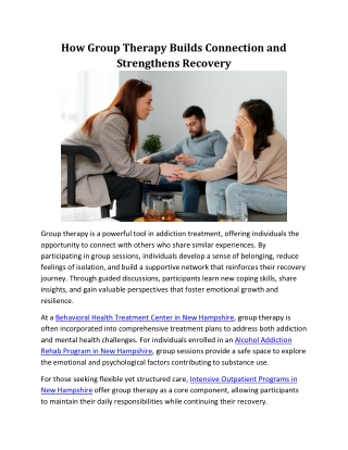 How Group Therapy Builds Connection and Strengthens Recovery