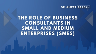 The Role of Business Consultants in Small and Medium Enterprises (SMEs)