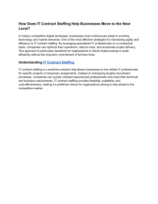 how does it contract staffing help businesses