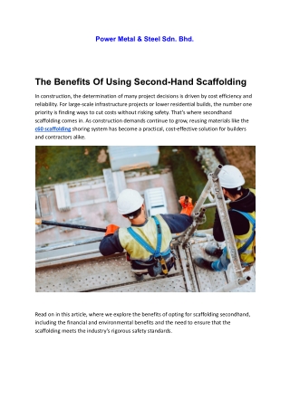 The Benefits Of Using Second-Hand Scaffolding
