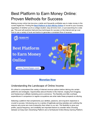 Best Platform to Earn Money Online_ Proven Methods for Success