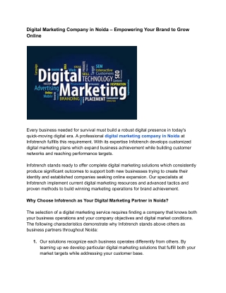 Digital Marketing Company in Noida – Empowering Your Brand to Grow Online