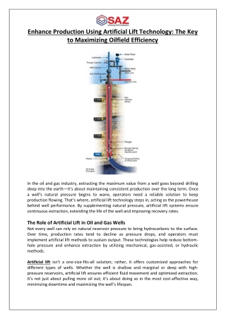 Enhance Production Using Artificial Lift Technology The Key to Maximizing Oilfield Efficiency