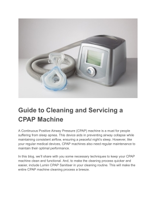 guide to cleaning and servicing a cpap machine