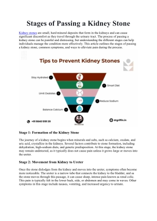 stages of passing a kidney stone