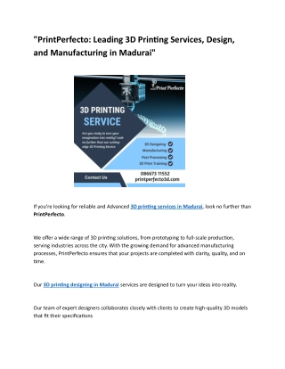 3d print manufacturing companies madurai print perfecto
