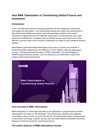 How RWA Tokenization is Transforming Global Finance and Investment