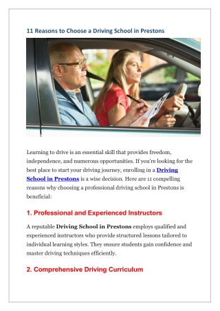 11 Reasons to Choose a Driving School in Prestons