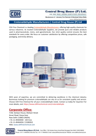 Crotonaldehyde Manufacturers