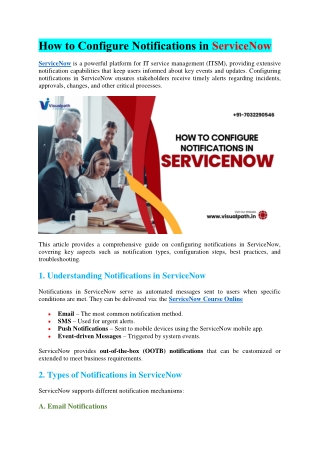 how to configure notifications in servicenow