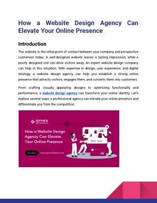 How a Website Design Agency Can Elevate Your Online Presence_Spinx Infotech