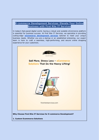 e commerce development services elevate your