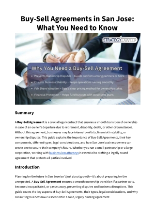 Buy-Sell Agreements in San Jose_ What You Need to Know