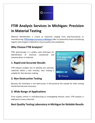 FTIR Analysis Services in Michigan Precision in Material Testing
