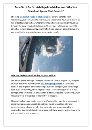 Benefits of Car Scratch Repair in Melbourne Why You Shouldn't Ignore That Scratch.docx