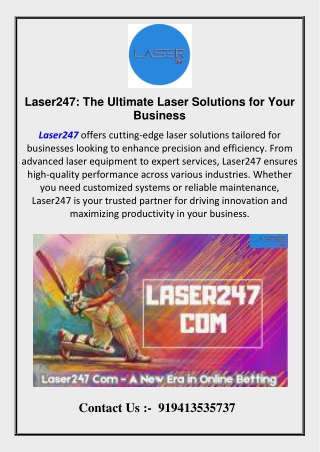 Laser247  The Ultimate Laser Solutions for Your Business
