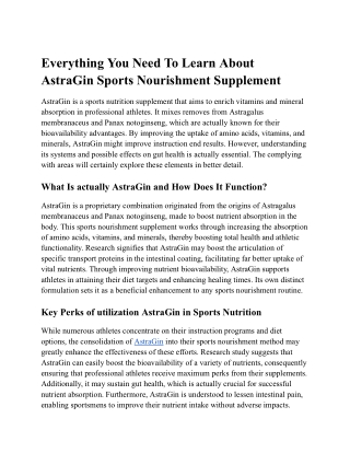 Every Little Thing You Need To Learn About AstraGin Sports Nourishment Supplemen