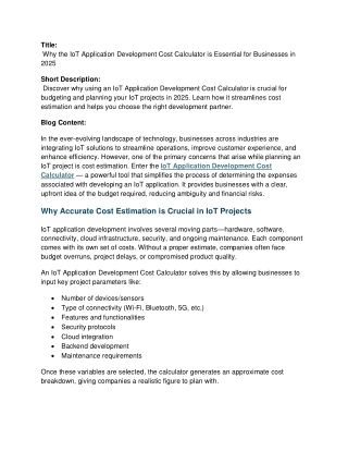 title why the iot application development cost