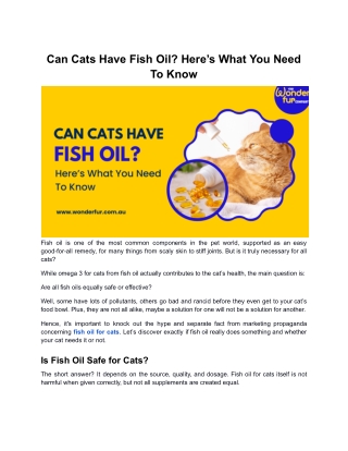 Can Cats Have Fish Oil Here’s What You Need To Know