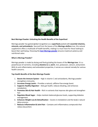 Best Moringa Powder for Weight Loss & Detox – A Complete Guide