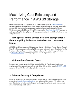 Maximizing Cost Efficiency and Performance in AWS S3 Storage