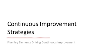 Continuous Improvement Strategies