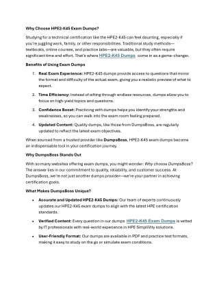 HPE2-K45 Dumps for Exam Success by Dumpsboss