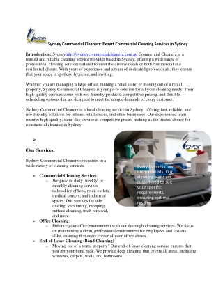 Sydney Commercial Cleaning