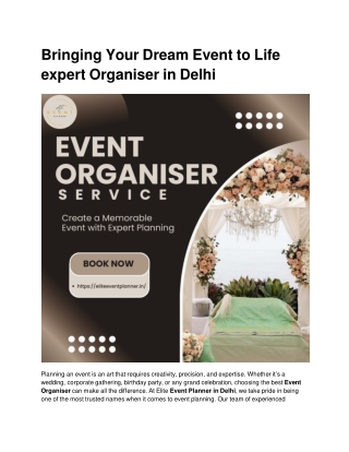 Bringing Your Dream Event to Life  expert Organiser in Delhi