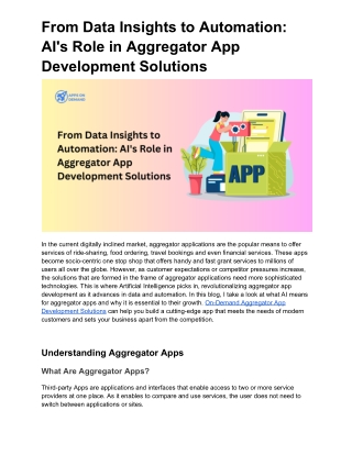 From Data Insights to Automation_ AI's Role in Aggregator App Development Solutions