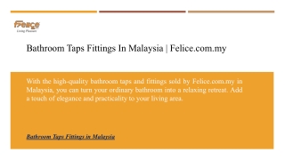 Bathroom Taps Fittings In Malaysia | Felice.com.my