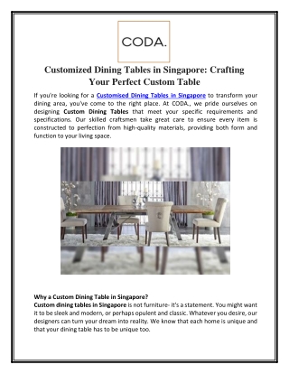 customized dining tables in singapore crafting