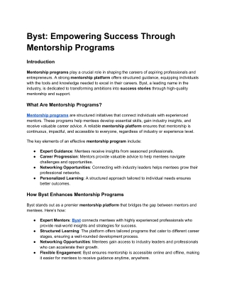 Byst Empowering Success Through Mentorship Programs