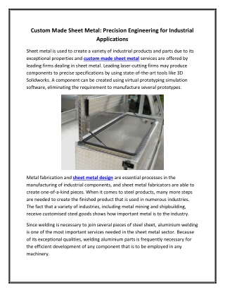 Custom Made Sheet Metal Precision Engineering for Industrial Applications