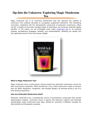 Sip Into the Unknown: Exploring Magic Mushroom Tea