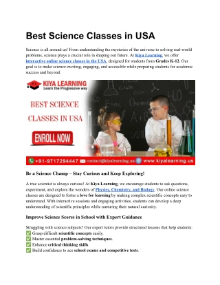 best science classes in usa