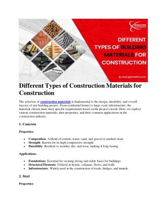 Different Types of Construction Materials for Construction (1)