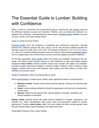 the essential guide to lumber building with